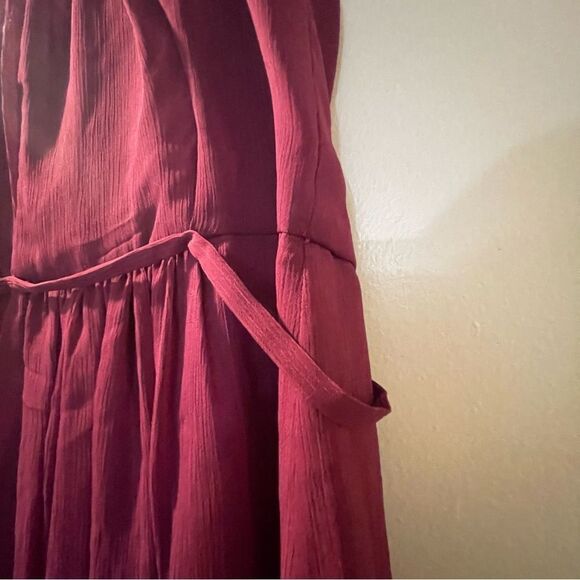 David’s Bridal Short Maroon Chiffon Dress Beaded Sangria Size 4 - Picture 5 of 13